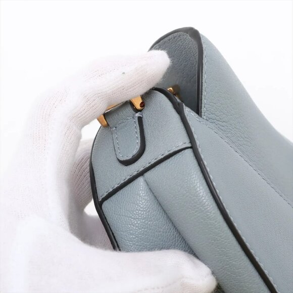 Christian Dior Saddle Micro Leather 2 Way Handbag Blue - Picture 13 of 13